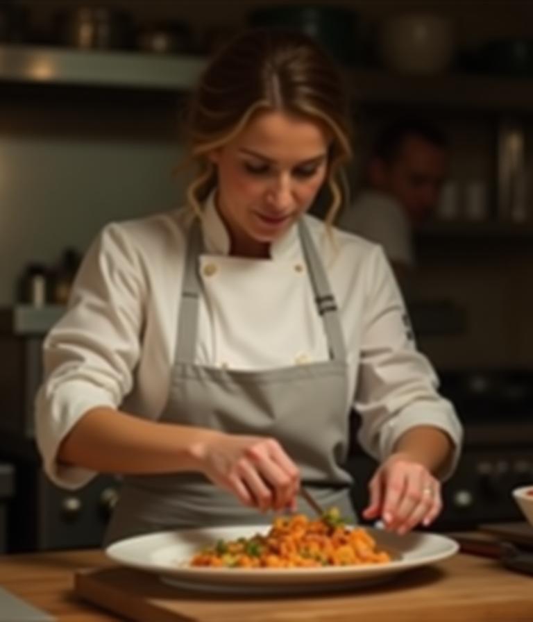 Cheffe préparant un plat traditionnel
